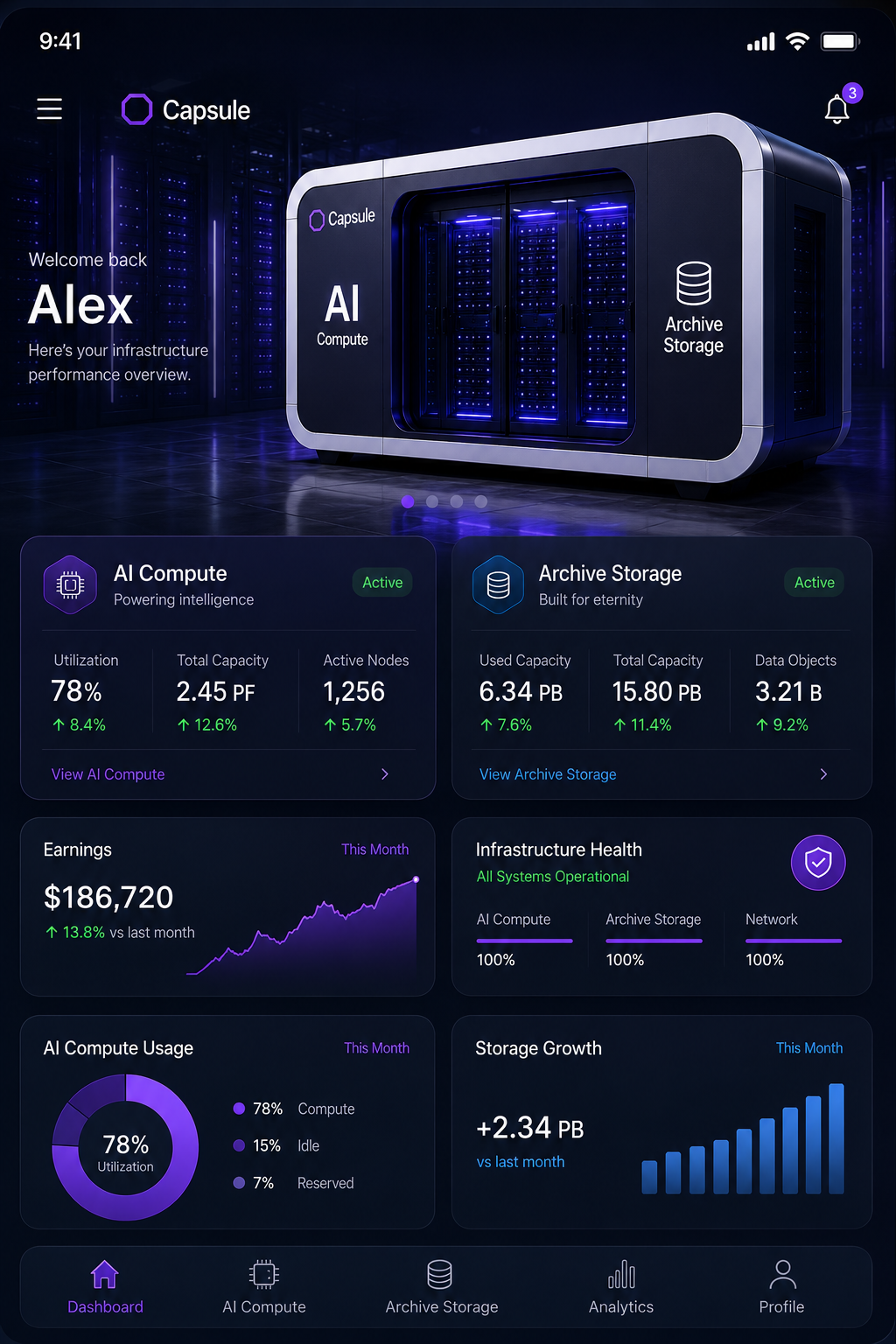 Capsule investor dashboard