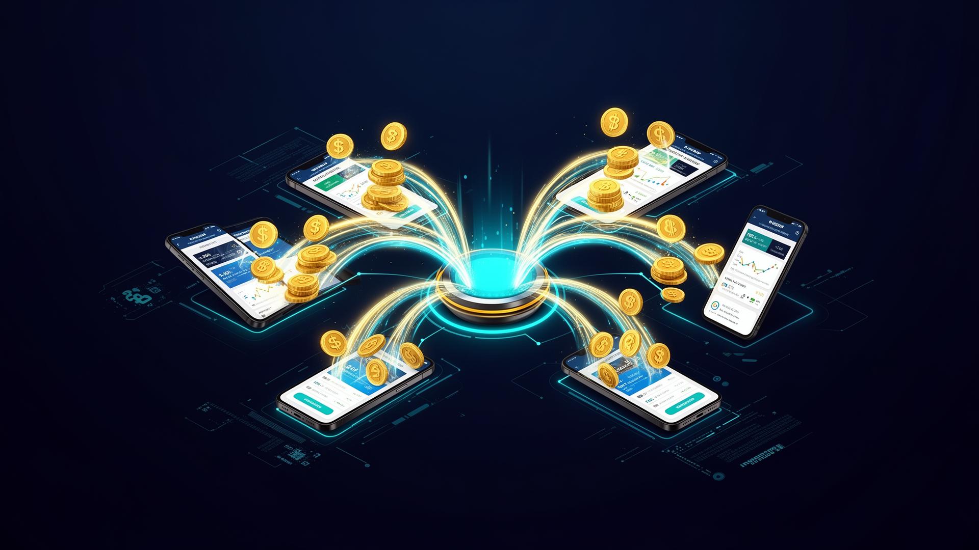 Automated revenue distribution from RevenueBits to investor portfolios on web and mobile