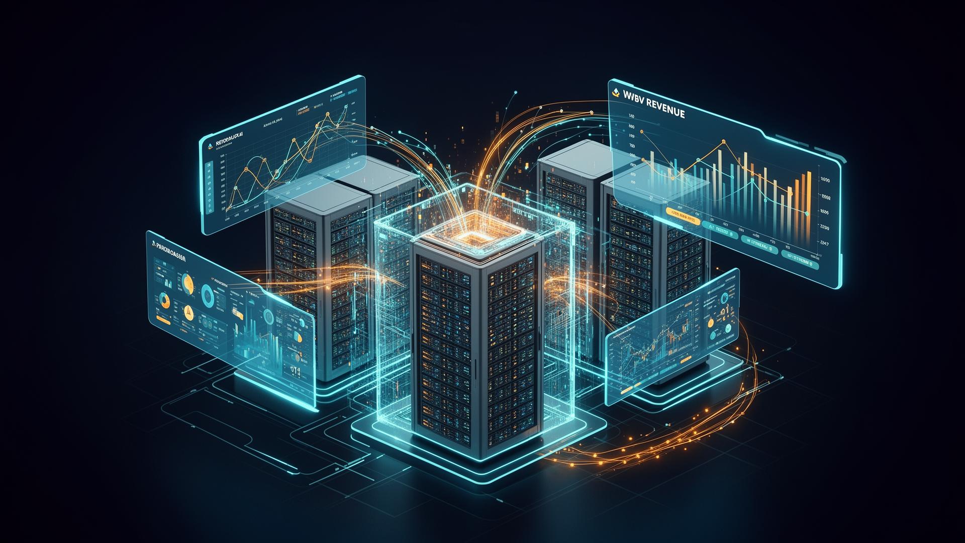 Connected digital infrastructure ecosystem with live revenue dashboards